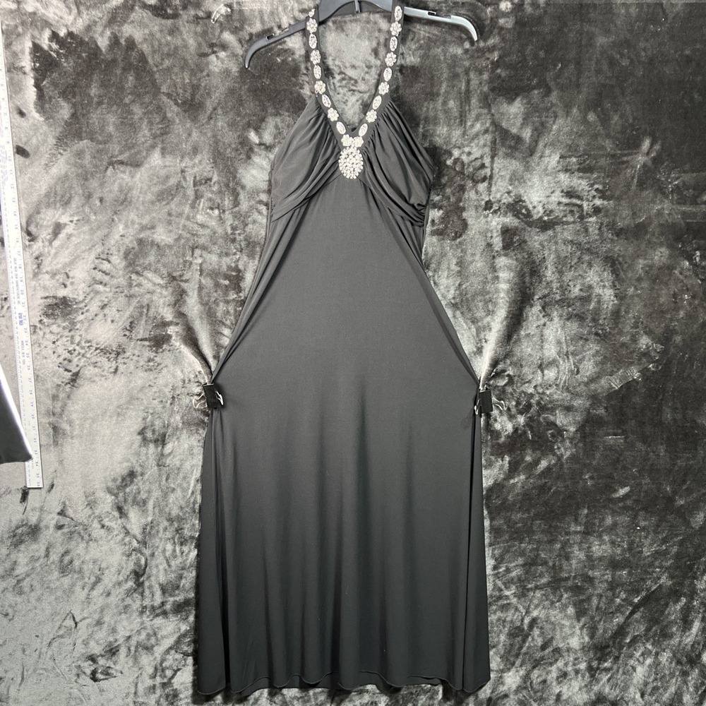 Spence Black Cocktail Dress Pure Elegance Open Back Halter Sz 8‎ Formal Jeweled